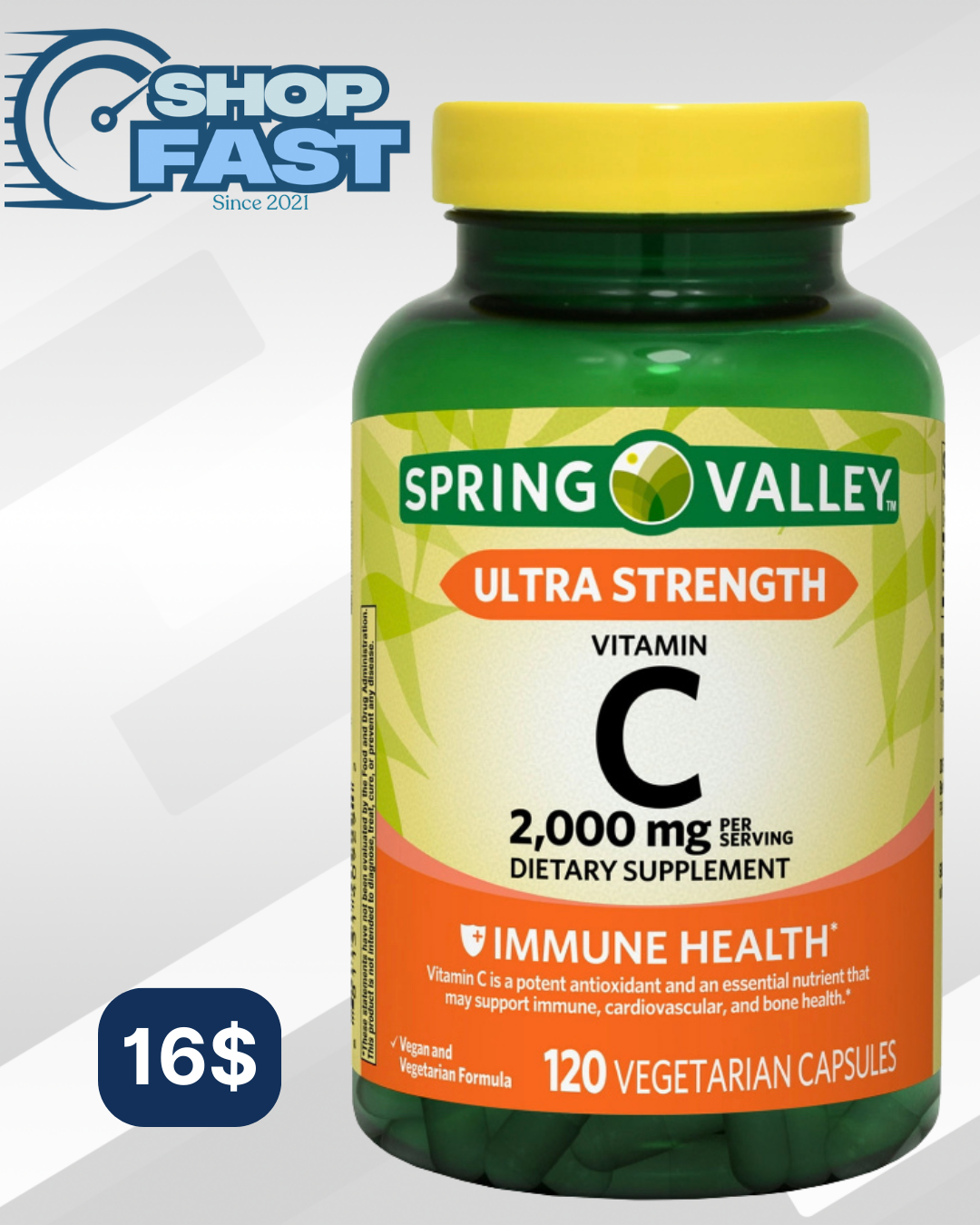 Vitamina C 2000 mg Spring Valley 120 cápsulas vegetarianas
