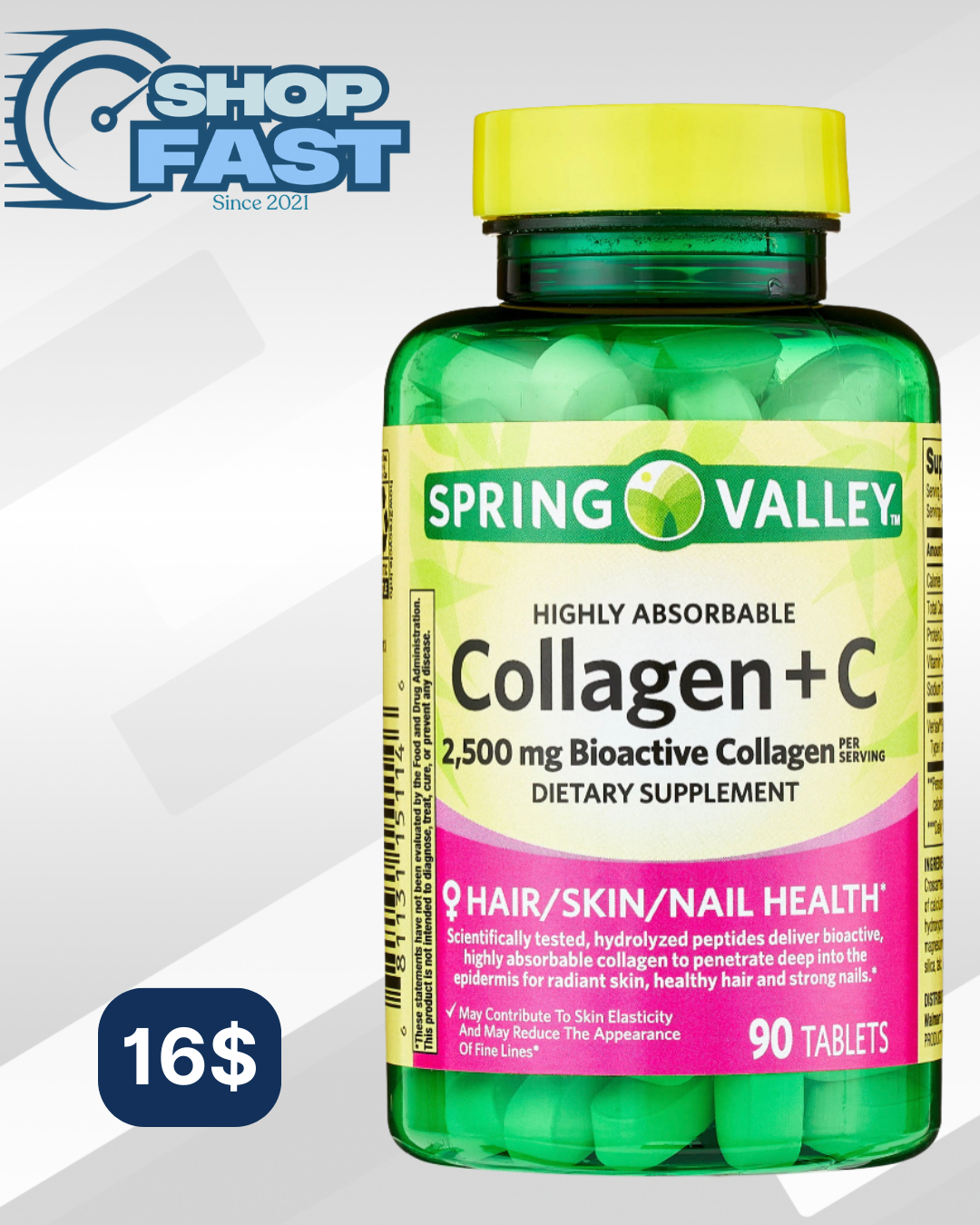 Colágeno + C Spring Valley 90 tabletas