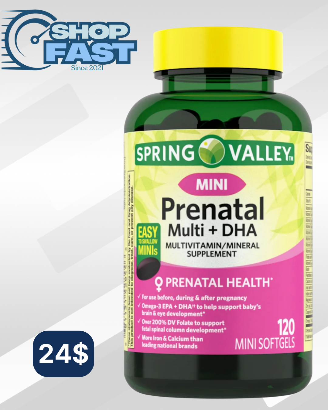 Prenatal Multi + DHA Spring Valley 120 mini cápsulas blandas