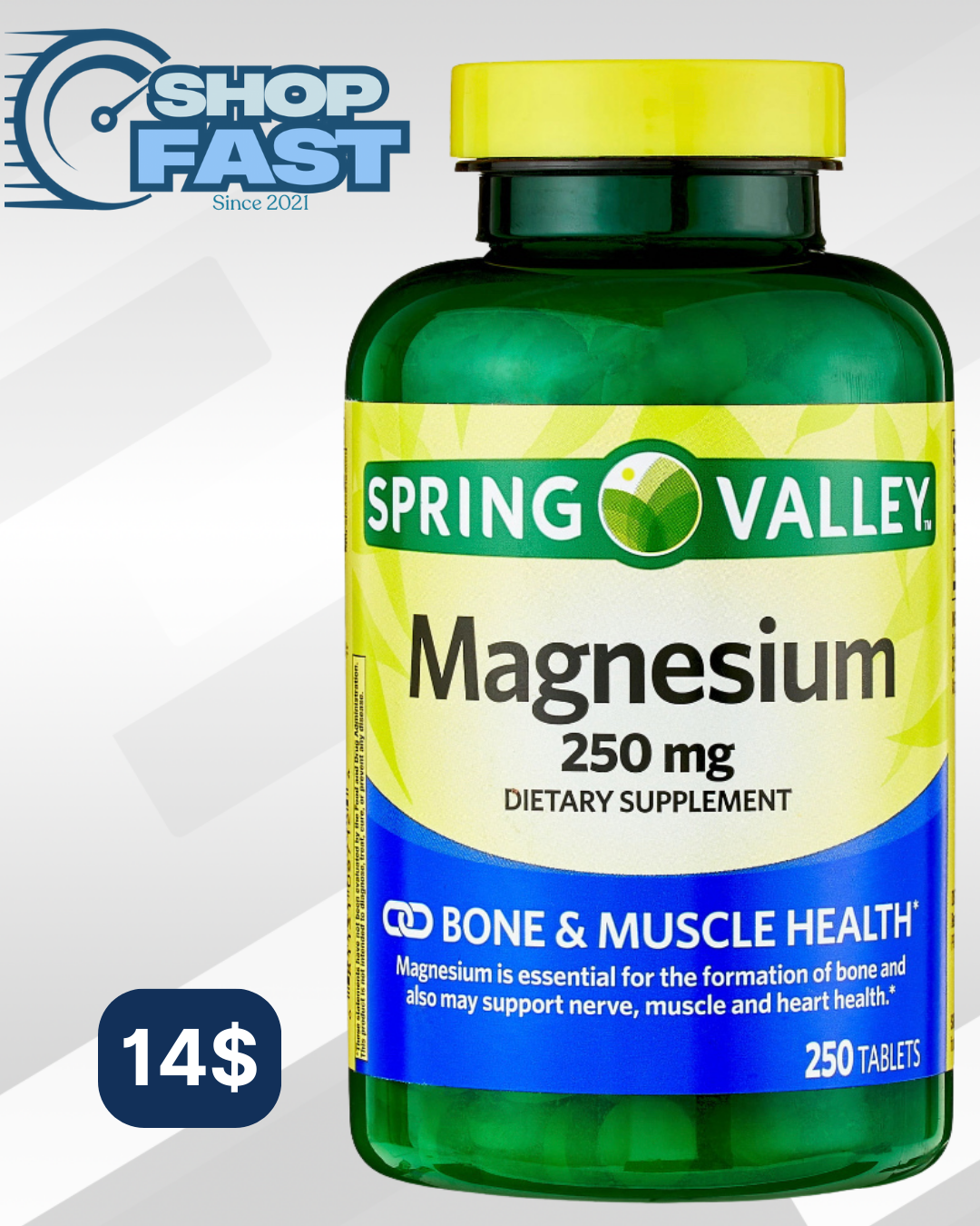 Magnesio 250 mg Spring Valley 250 tabletas