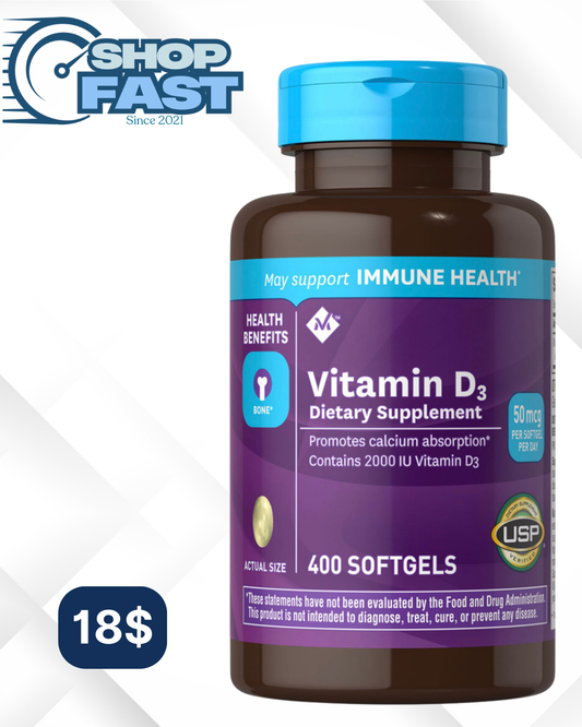 Vitamina D3 50 mcg (2.000 IU) Members Mark 400 cápsulas blandas