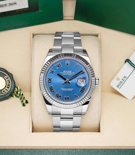 Rolex Datejust – Blue Dial, Roman Numerals (Full Set)