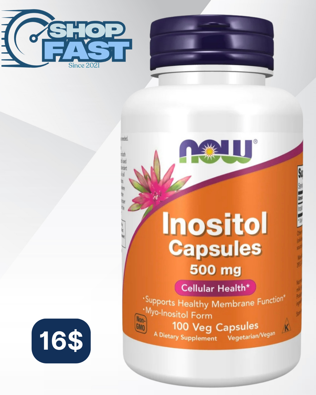 Inositol 500 mg Now 100 cápsulas vegetarianas