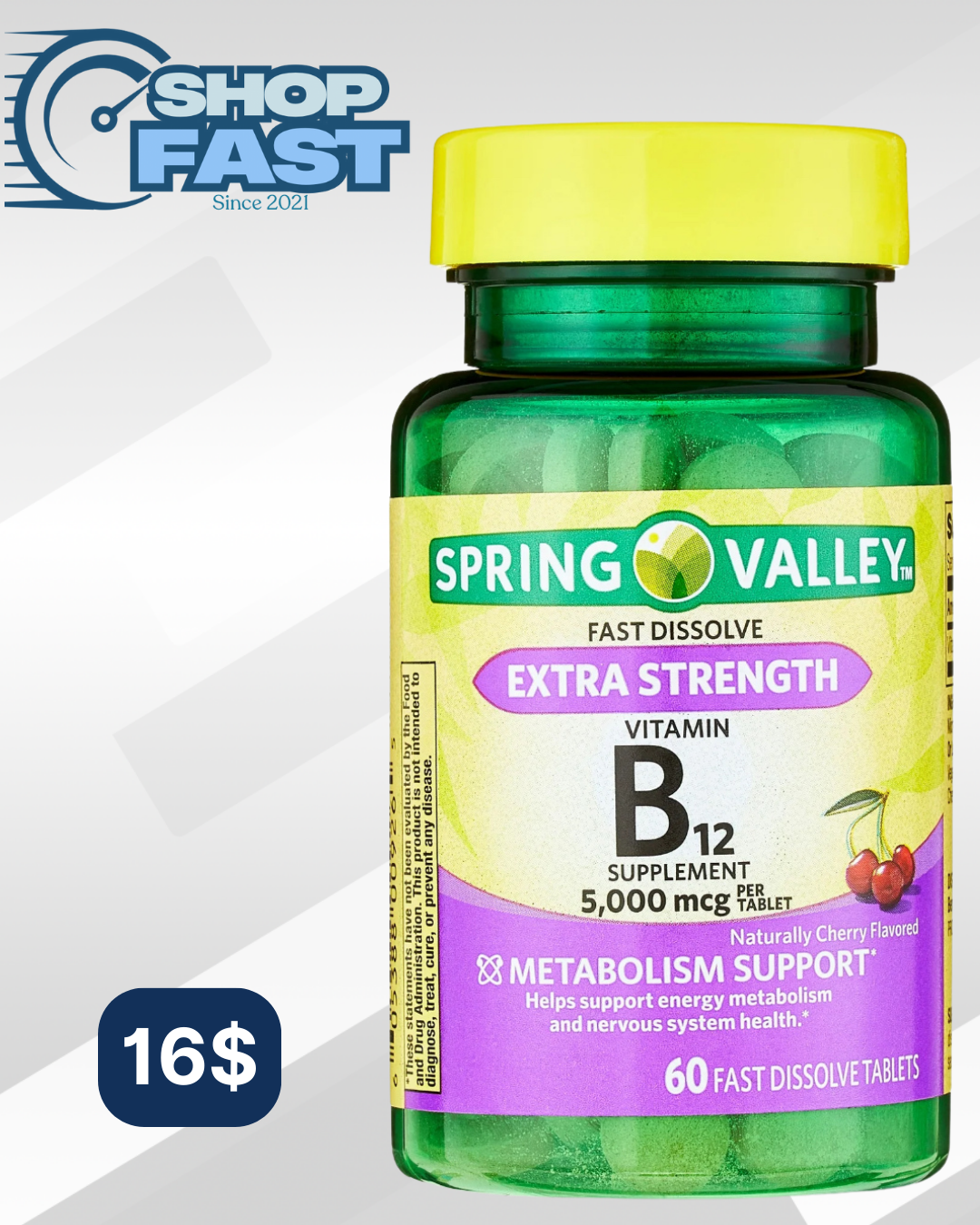 Vitamina B12 5.000 mcg Spring Valley 60 tabletas de rápida disolución