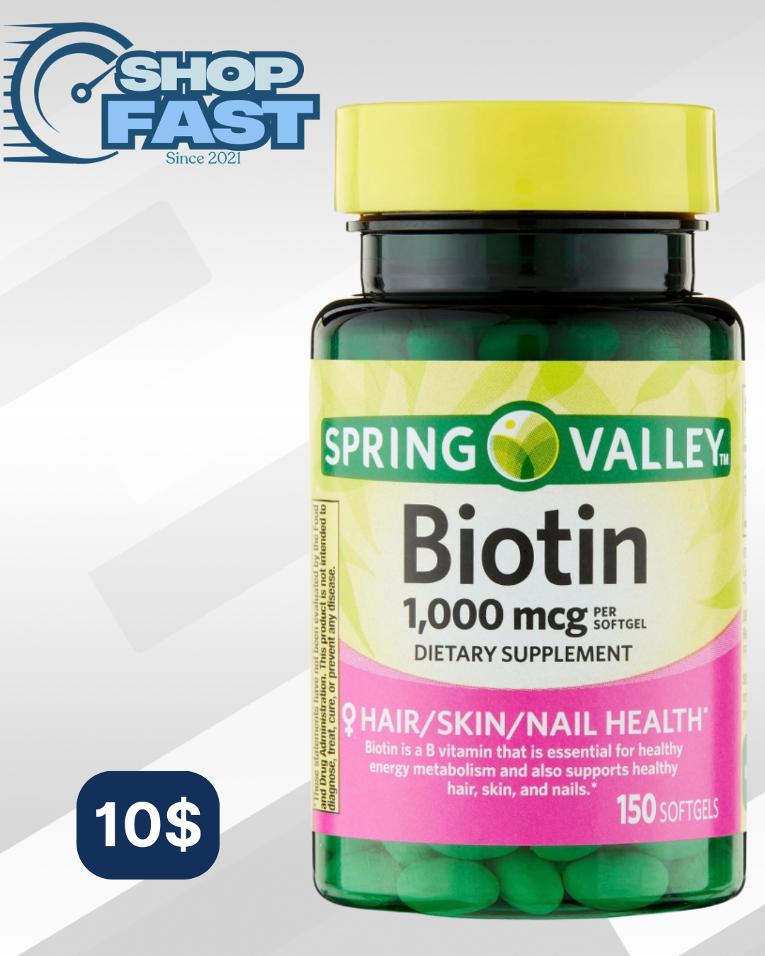 Biotin 1000 mcg Spring Valley 150 cápsulas blandas