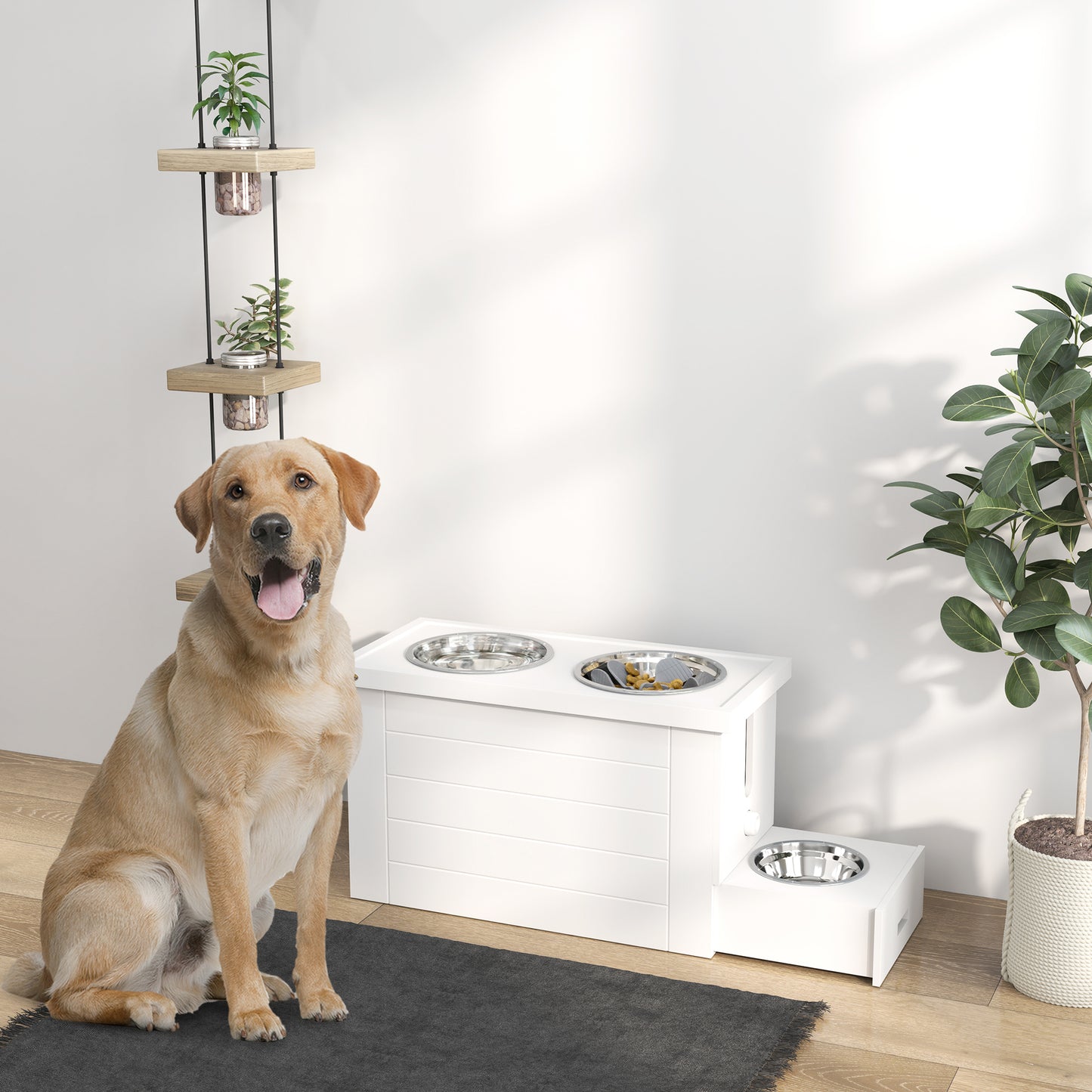 Dog Food Storage Cabinet with Bowls & Dog Feeding Station