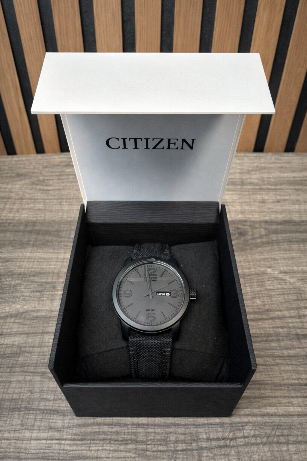 Citizen Men’s Black Dial Watch (Fabric Strap)