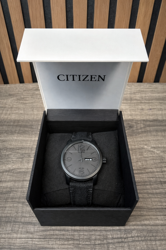 Citizen Men’s Black Dial Watch (Fabric Strap)