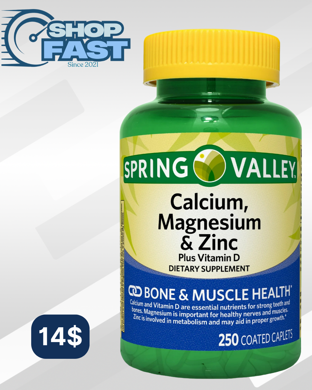 Calcio, magnesio y zinc Spring Valley 250 cápsulas