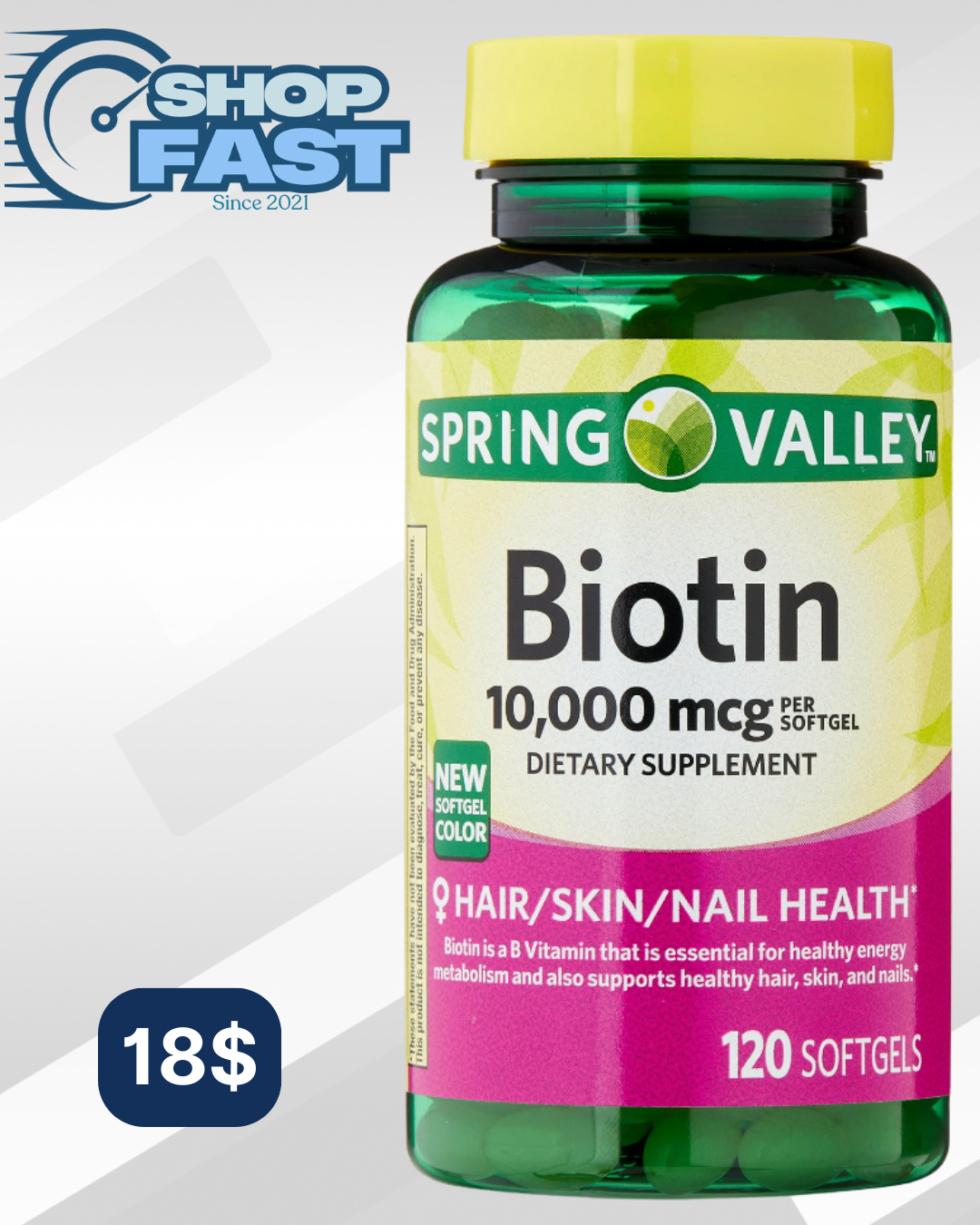 Biotin 10.000 mcg 120 cápsulas blandas