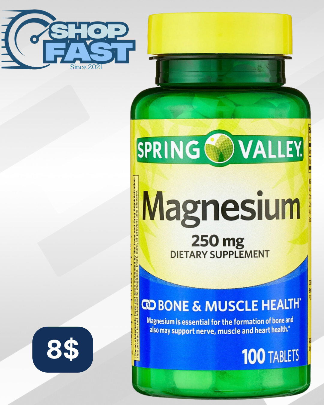 Magnesio 250 mg Spring Valley 100 tabletas