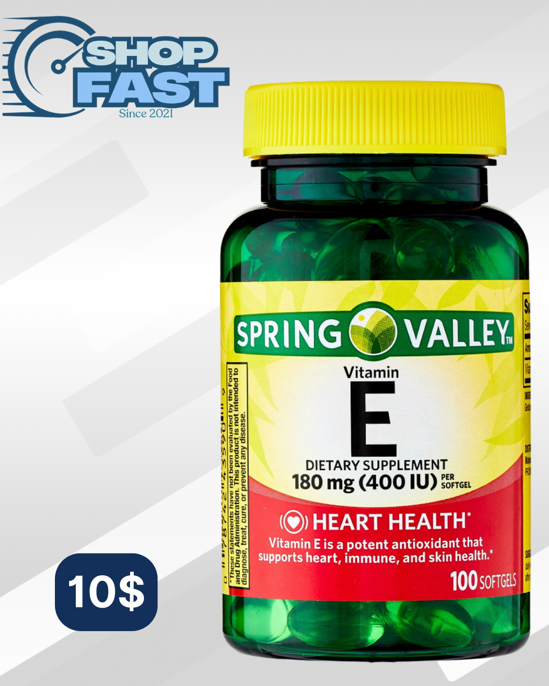 Vitamina E Spring Valley 100 cápsulas blandas