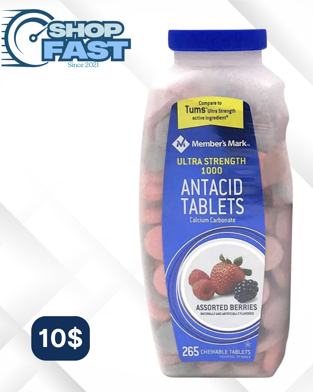 Antiácido Members Mark 265 tabletas masticables