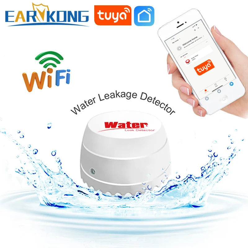 EARYKONG Wifi Water Detector Leakage Sensor Alarm Leak Detector Sound Tuyasmart Smart Life APP Flood Alert Overflow Security