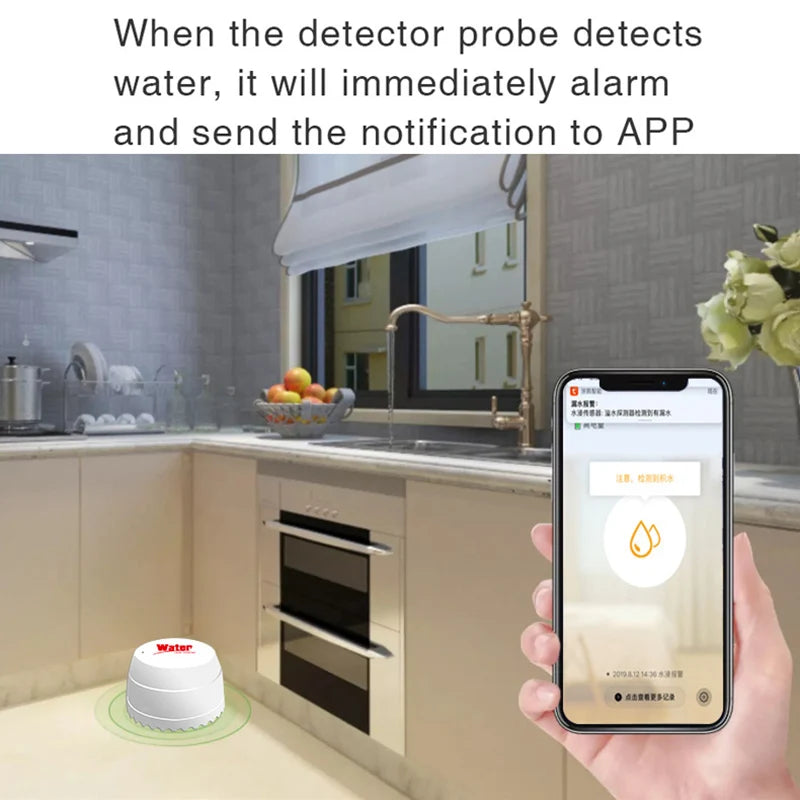 EARYKONG Wifi Water Detector Leakage Sensor Alarm Leak Detector Sound Tuyasmart Smart Life APP Flood Alert Overflow Security
