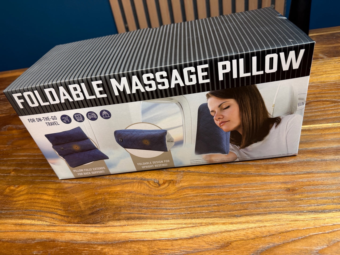 Foldable Massage Pillow – Portable Travel Comfort with Built-In Vibration Massage