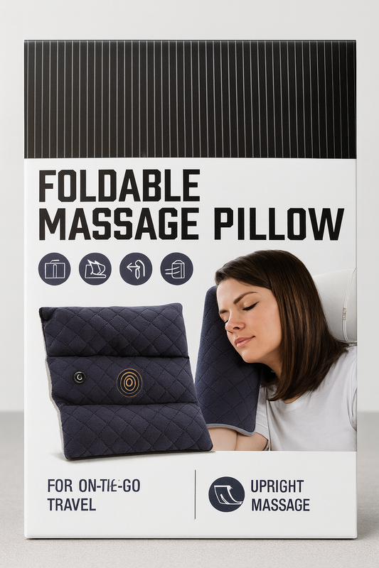 Foldable Massage Pillow – Portable Travel Comfort with Built-In Vibration Massage