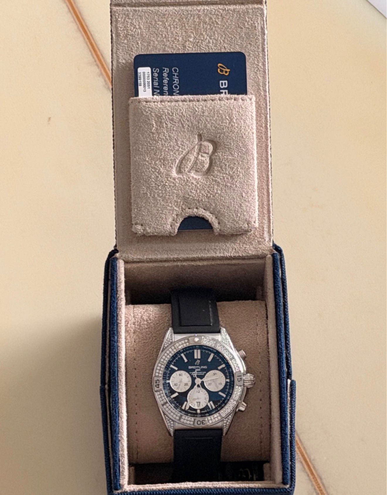 Breitling Chronograph – Diamond Bezel (Blue Dial)