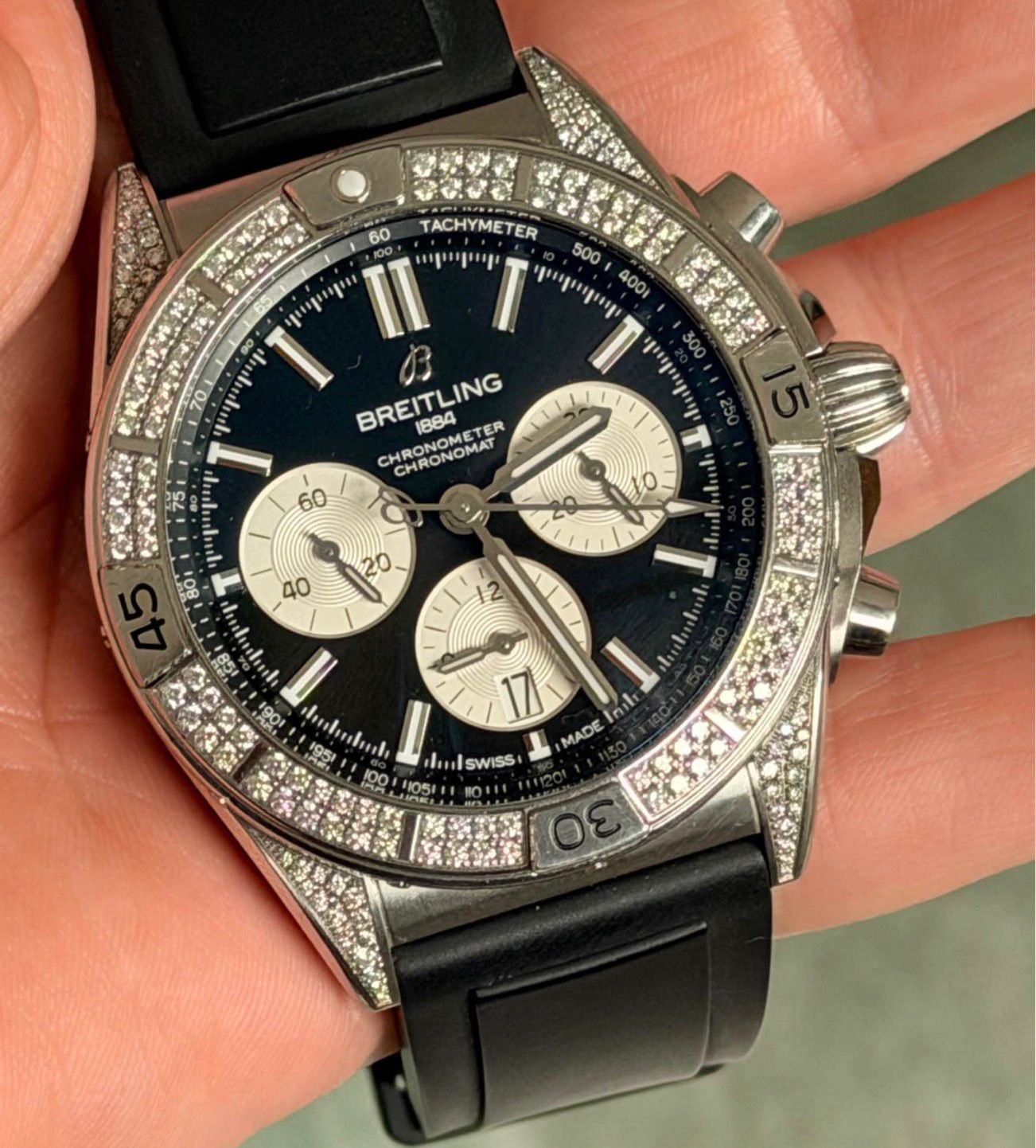 Breitling Chronograph – Diamond Bezel (Blue Dial)