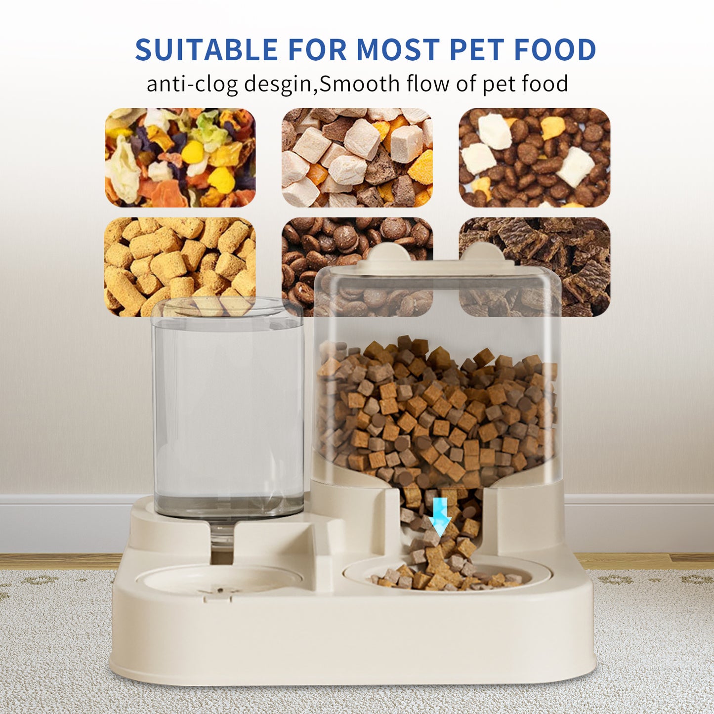 Transparent And Visible Pet Feeding And Drinking Dispenser, Automatically Refilling Food And Water, Caring For Every Moment, Allowing Owners To Travel Easily And Pets To Enjoy Worry Free Eating